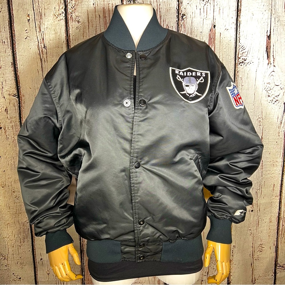 Vintage NFL Pro Line by Starter Los Angeles Raiders Football Satin Bomber Jacket